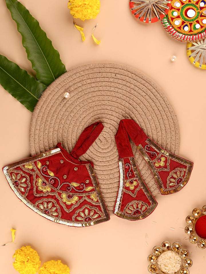 Maroon Divya Raas Lehenga Patka | Shobitam