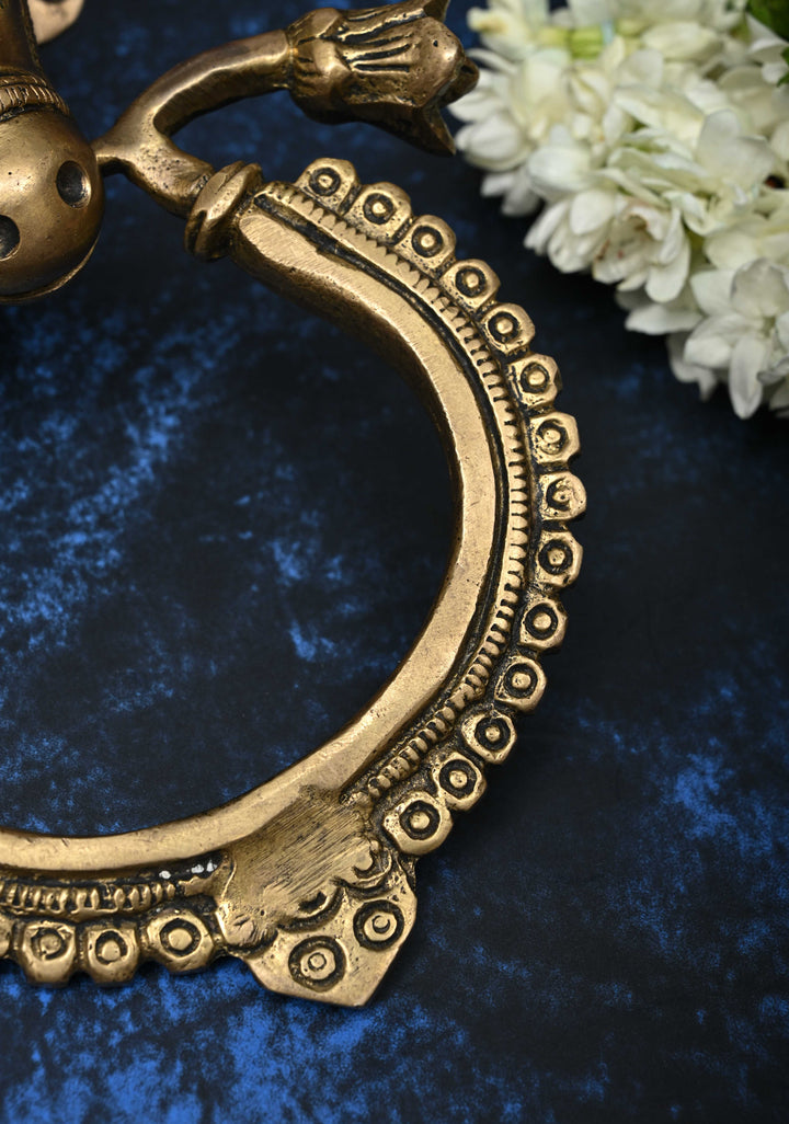 Antique Brass Nandi with Ring Door Knocker-Door Handle, Indian Decorative