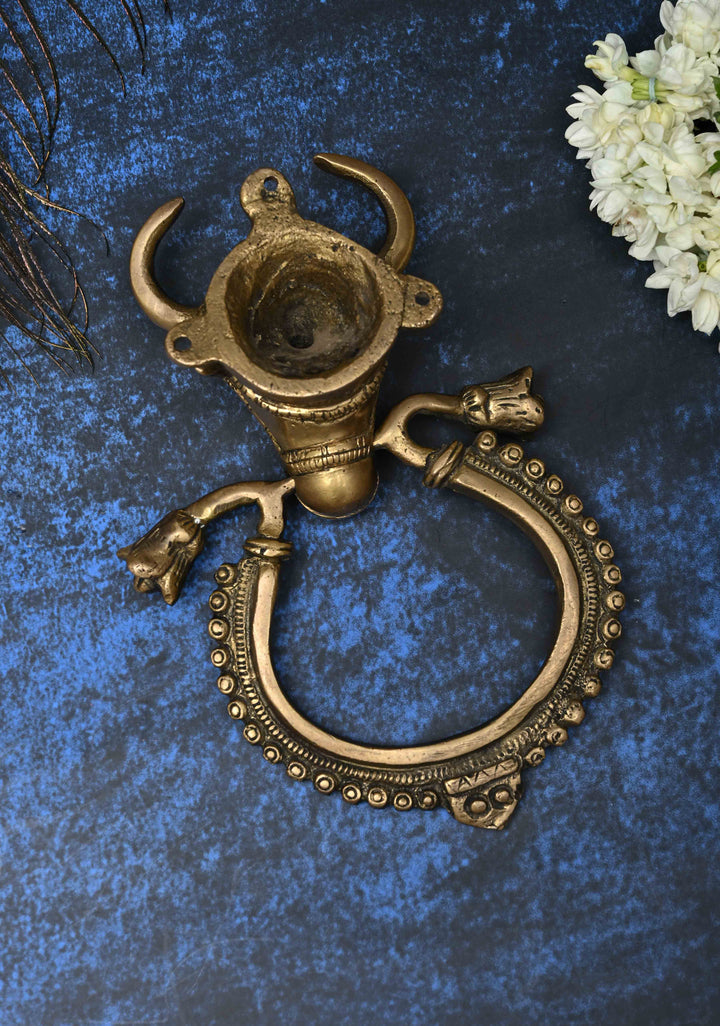 Antique Brass Nandi with Ring Door Knocker-Door Handle, Indian Decorative