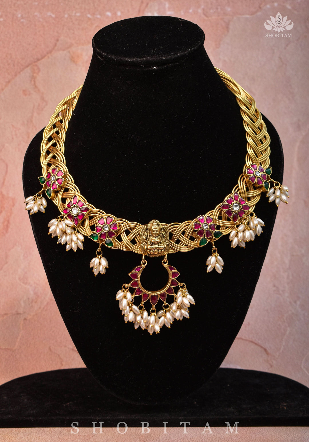 Lacquer Hasli Set in Pink 2024 and Green with Kundan work | Shobitam Jewelry