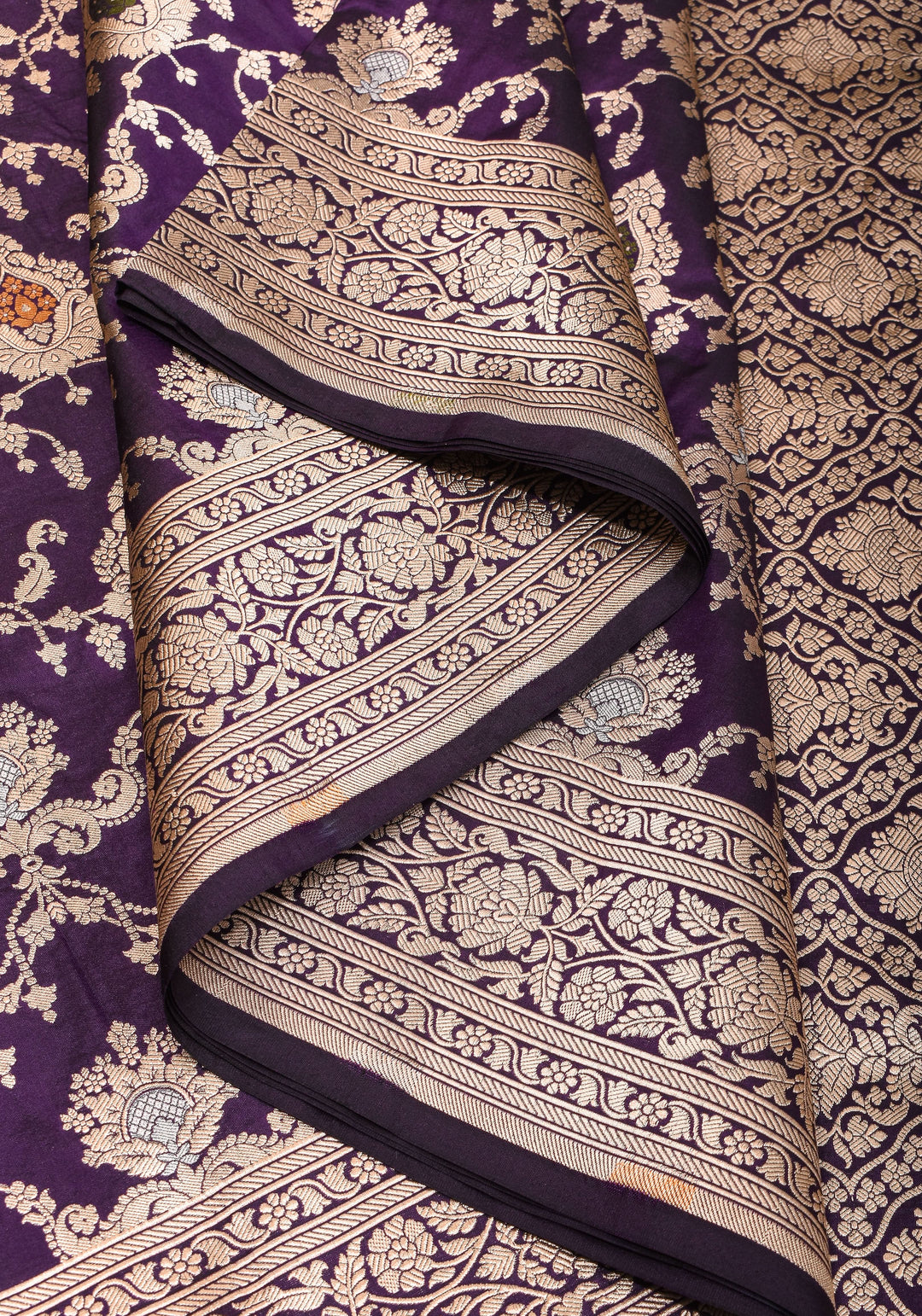 Purple Exquisite Meenakari floral Jaal Banarasi katan Silk Saree With Zari Border | SILK MARK CERTIFIED