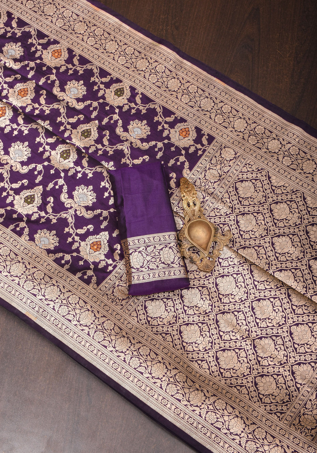 Purple Exquisite Meenakari floral Jaal Banarasi katan Silk Saree With Zari Border | SILK MARK CERTIFIED