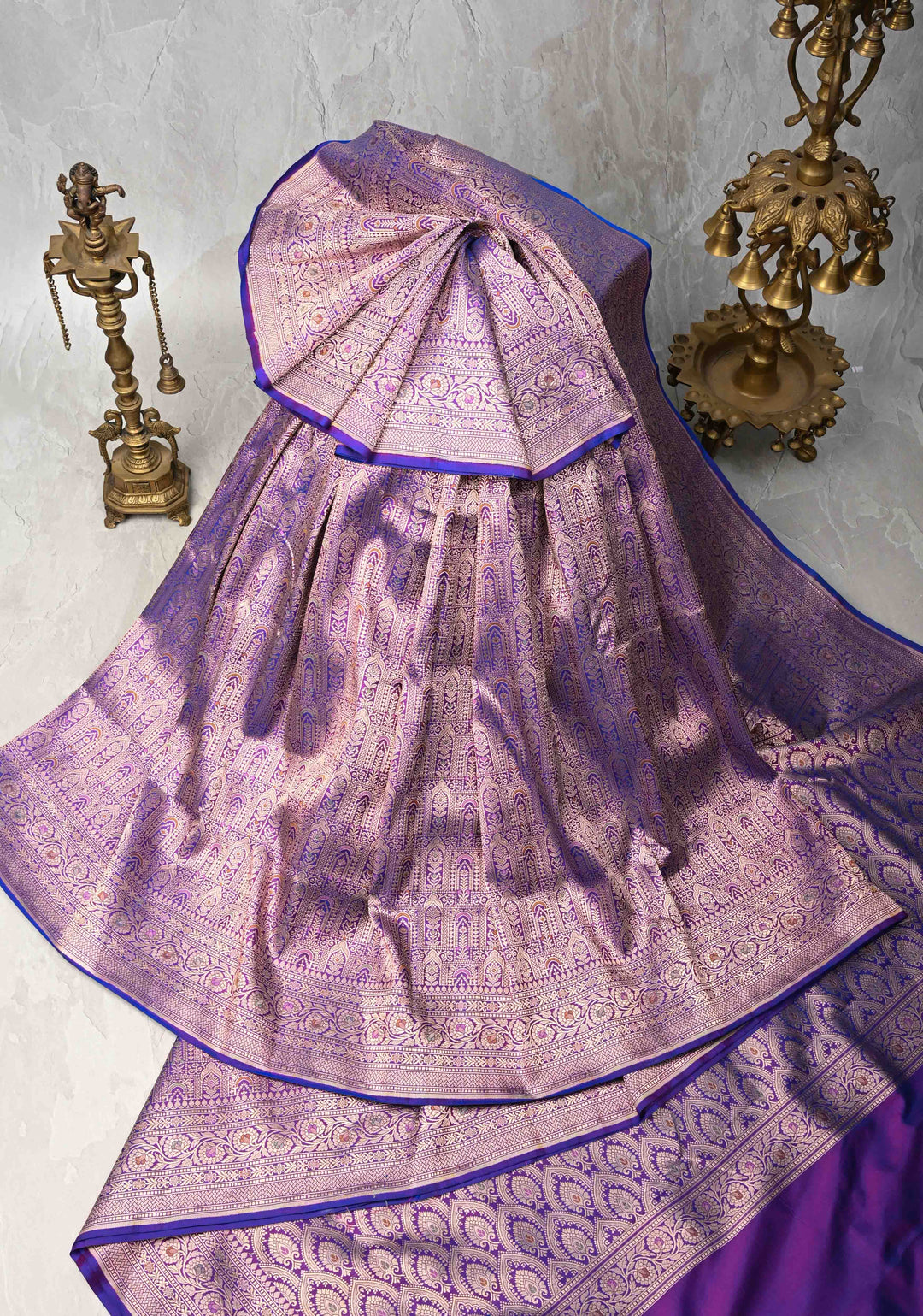 Purple Pure Banarasi Katan Silk Saree with Meenakari Patola Brocade and Zari Border  | SILK MARK CERTIFIED
