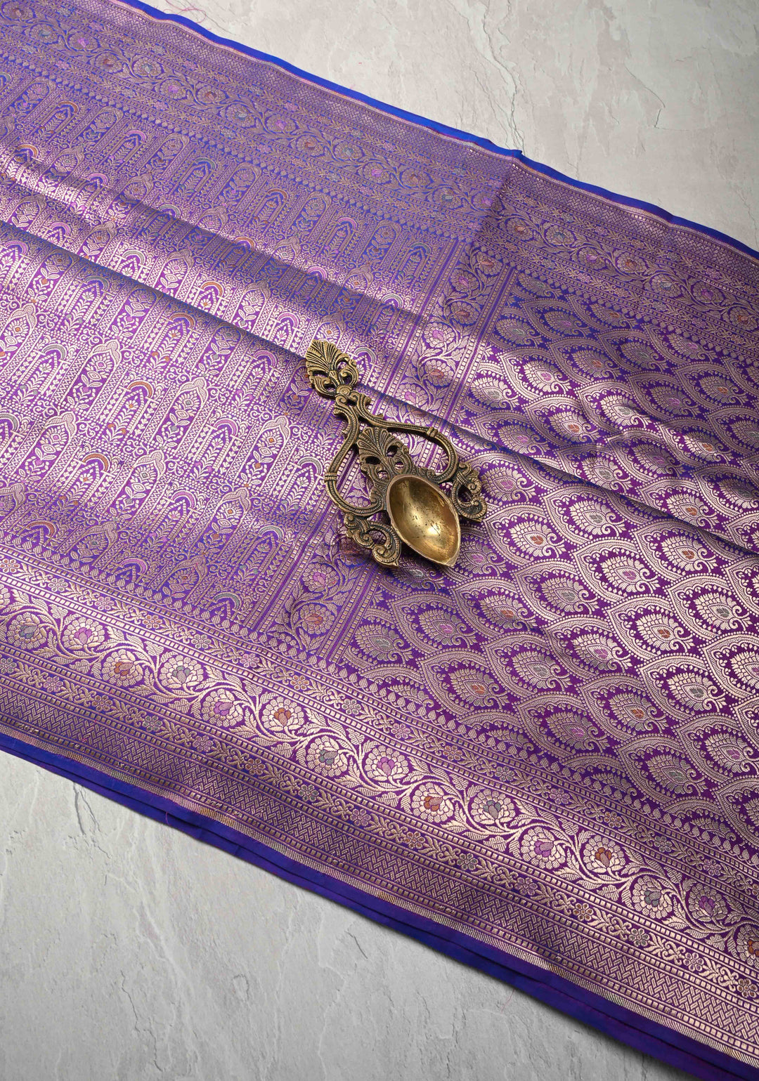 Purple Pure Banarasi Katan Silk Saree with Meenakari Patola Brocade and Zari Border  | SILK MARK CERTIFIED