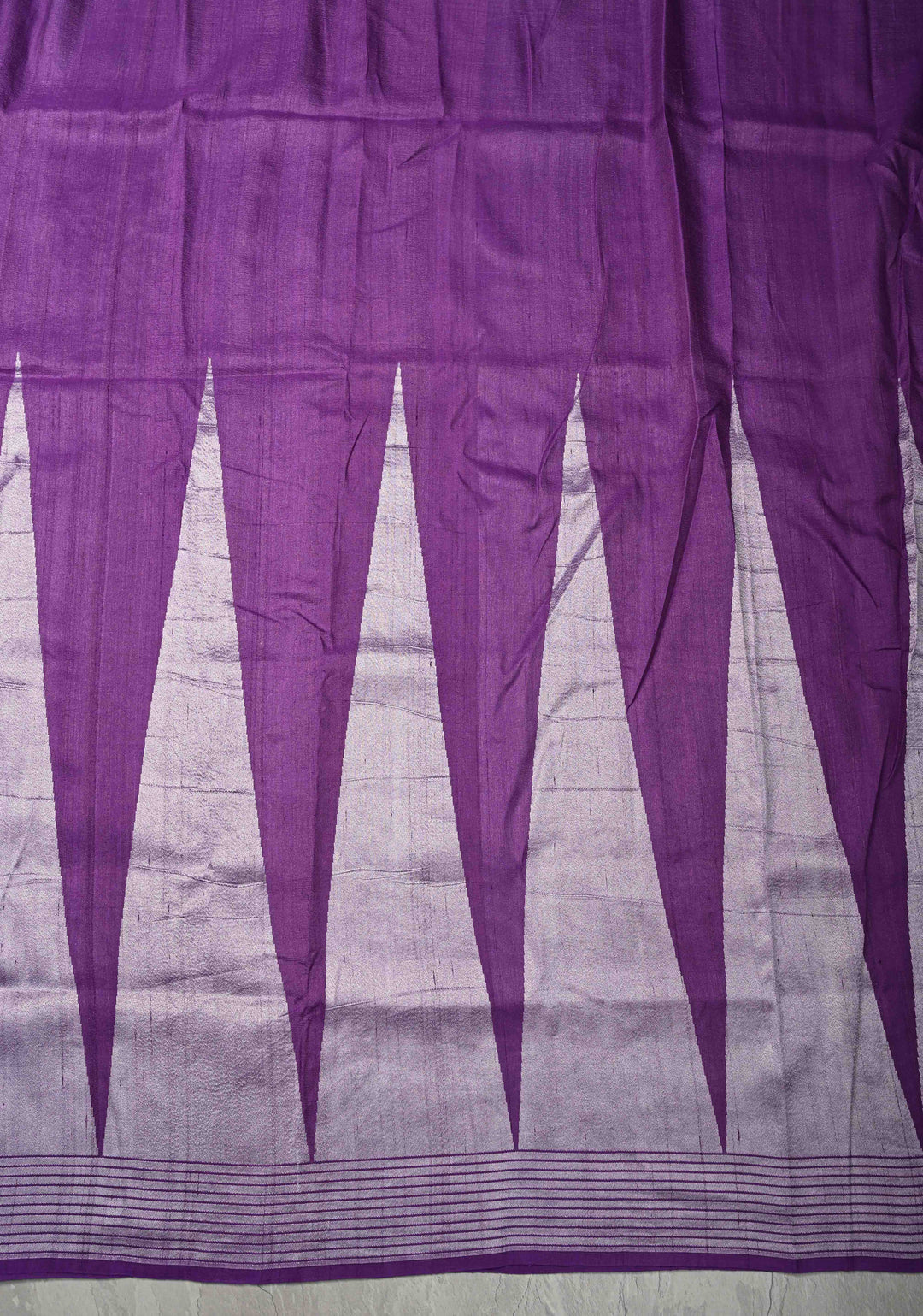 Exquisite Purple Banarasi Tussar Georgette Saree with Brush Dye Floral Design and Zari Temple Border | SILK MARK CERTIFIED | Shobitam