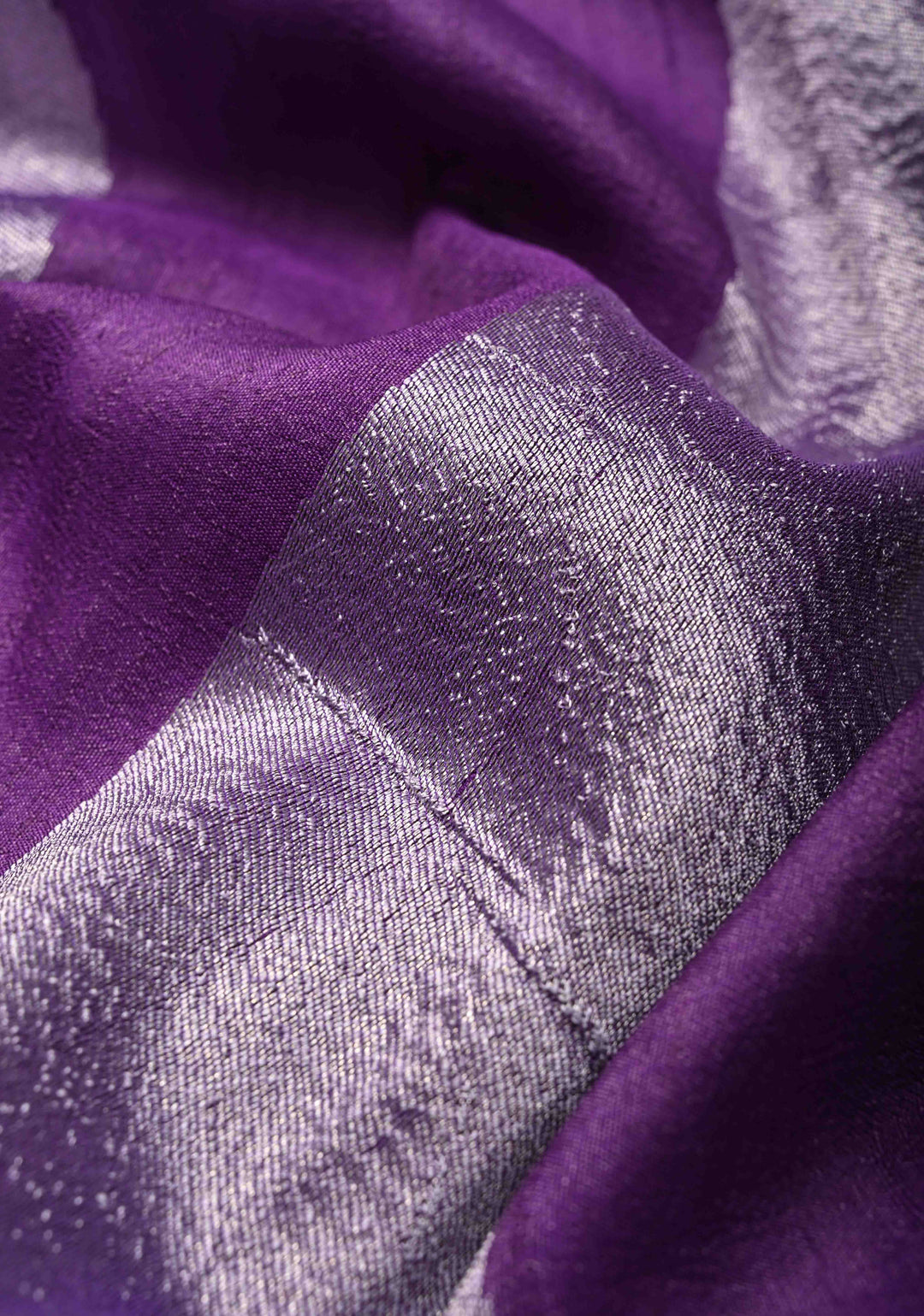 Exquisite Purple Banarasi Tussar Georgette Saree with Brush Dye Floral Design and Zari Temple Border | SILK MARK CERTIFIED | Shobitam