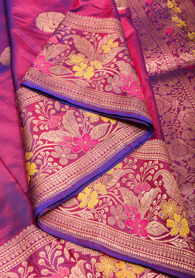 Pink Dual Tone Banarasi Katan Silk with Zari Butta and Meenaakari ...