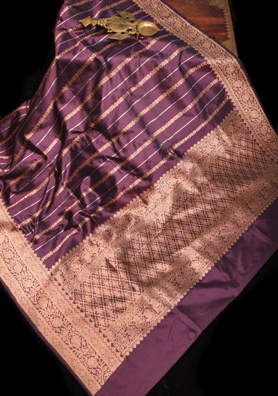 Amethyst Stunning Pure Katan Silk Banarasi Saree with ornate 2 design ...