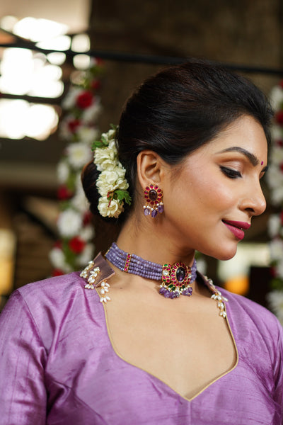 Shop Gold Plated Kundan Necklace & Earrings Set by CHHAVI'S JEWEL at House  of Designers – HOUSE OF DESIGNERS