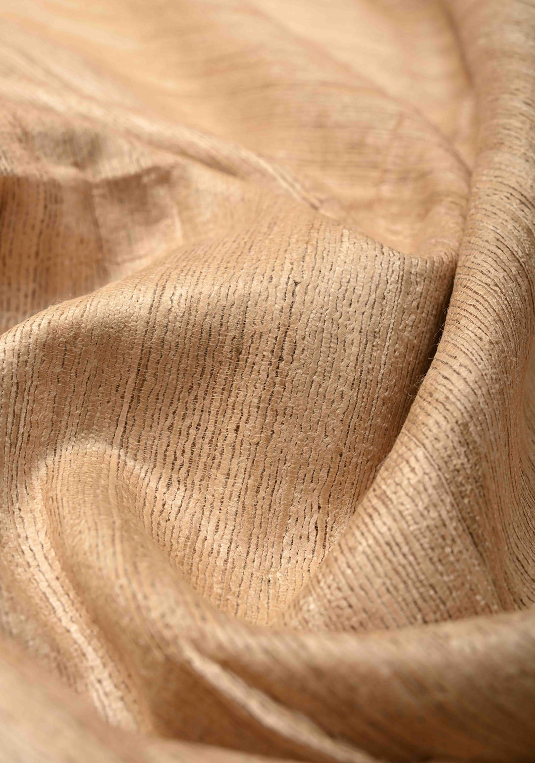 Beige Authentic Hand Block Print on Geecha Tussar silk saree with Zari Border  | SILK MARK CERTIFIED