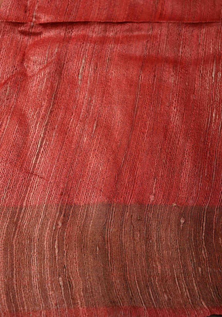Light Brown Authentic Hand Block Print on Geecha Tussar | SILK MARK CERTIFIED