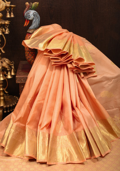 Beautiful Peach Kanjivaram Silk Saree. | Saree, Silk sarees, Saree designs