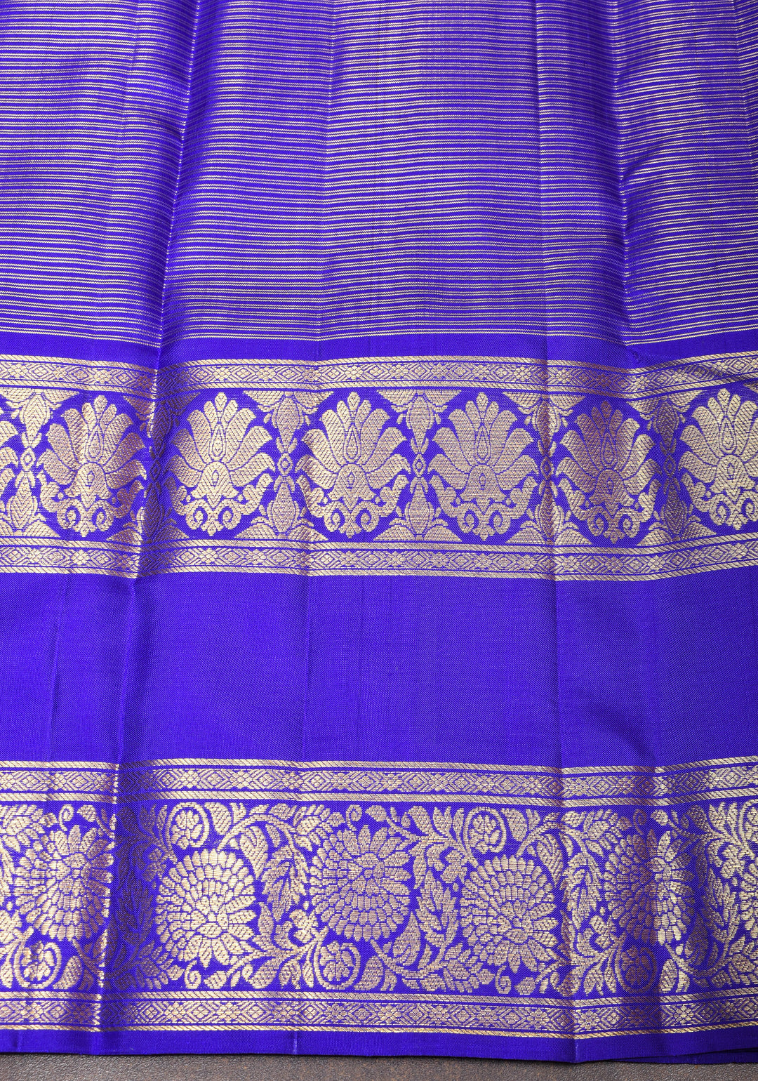 Exquisite Peacock Blue Dual Tone Zari Checks Kanjivaram Pure Silk saree with 2 Side Wide Border | SILK MARK CERTIFIED
