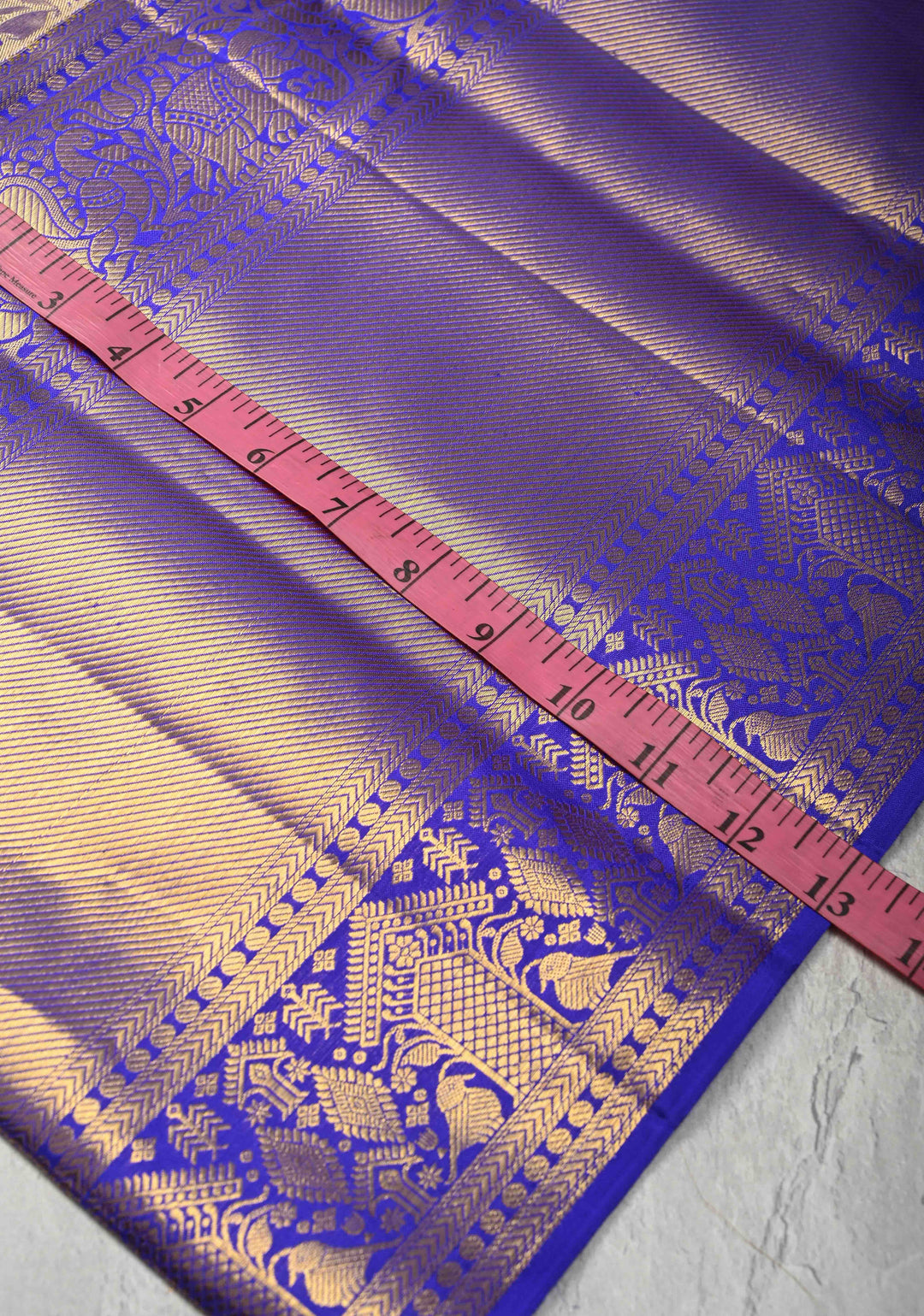 Blue Floral Brocade Tissue Kanjivaram Handloom Silk Saree with Wide Zari Border | SILK MARK CERTIFIED