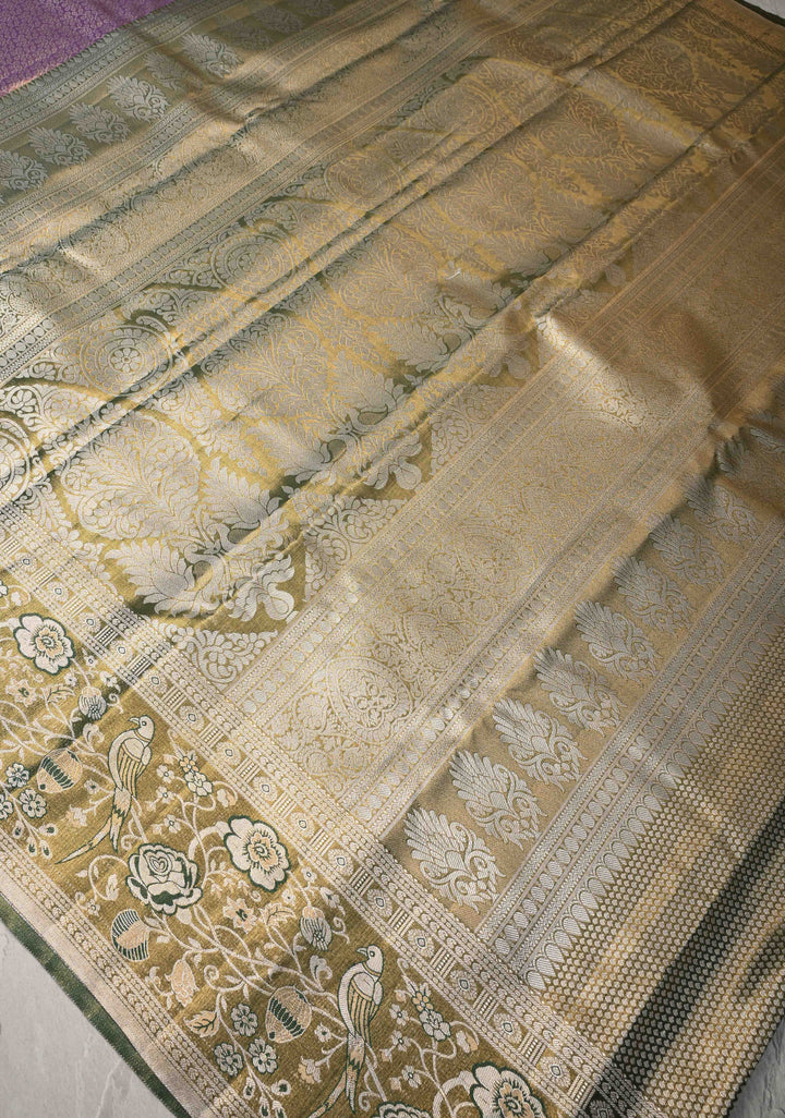 Amethyst Rangoli Brocade Kanjivaram  Tissue Semi Silk Saree with Meenakari Zari Border