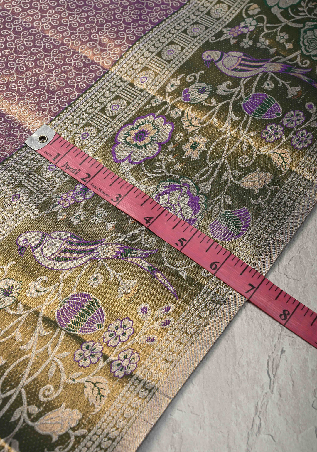 Amethyst Rangoli Brocade Kanjivaram  Tissue Semi Silk Saree with Meenakari Zari Border