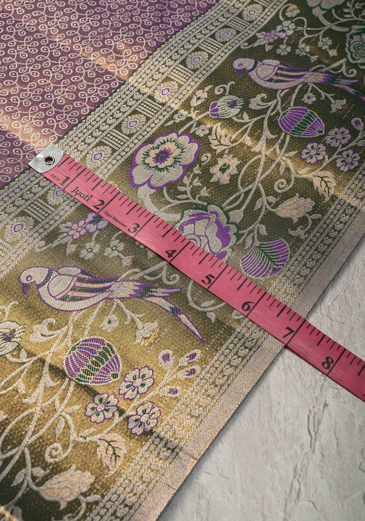Amethyst Rangoli Brocade Kanjivaram  Tissue Semi Silk Saree with Meenakari Zari Border