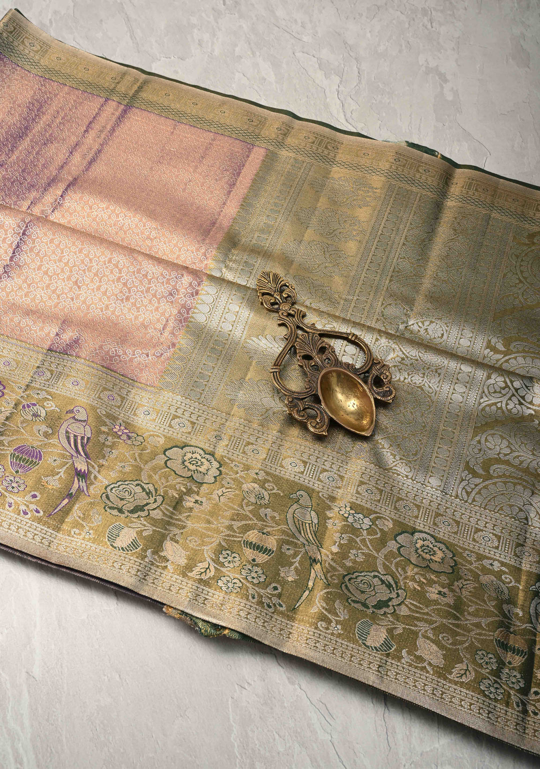 Amethyst Rangoli Brocade Kanjivaram  Tissue Semi Silk Saree with Meenakari Zari Border