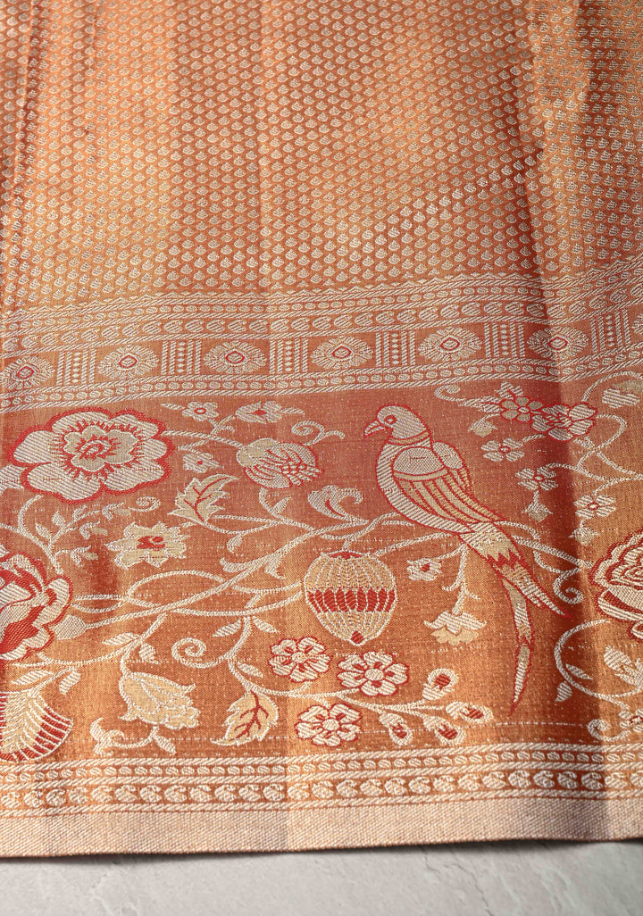 Mint Green Rangoli Brocade Kanjivaram Tissue Semi Silk Saree with Meenakari Zari Border