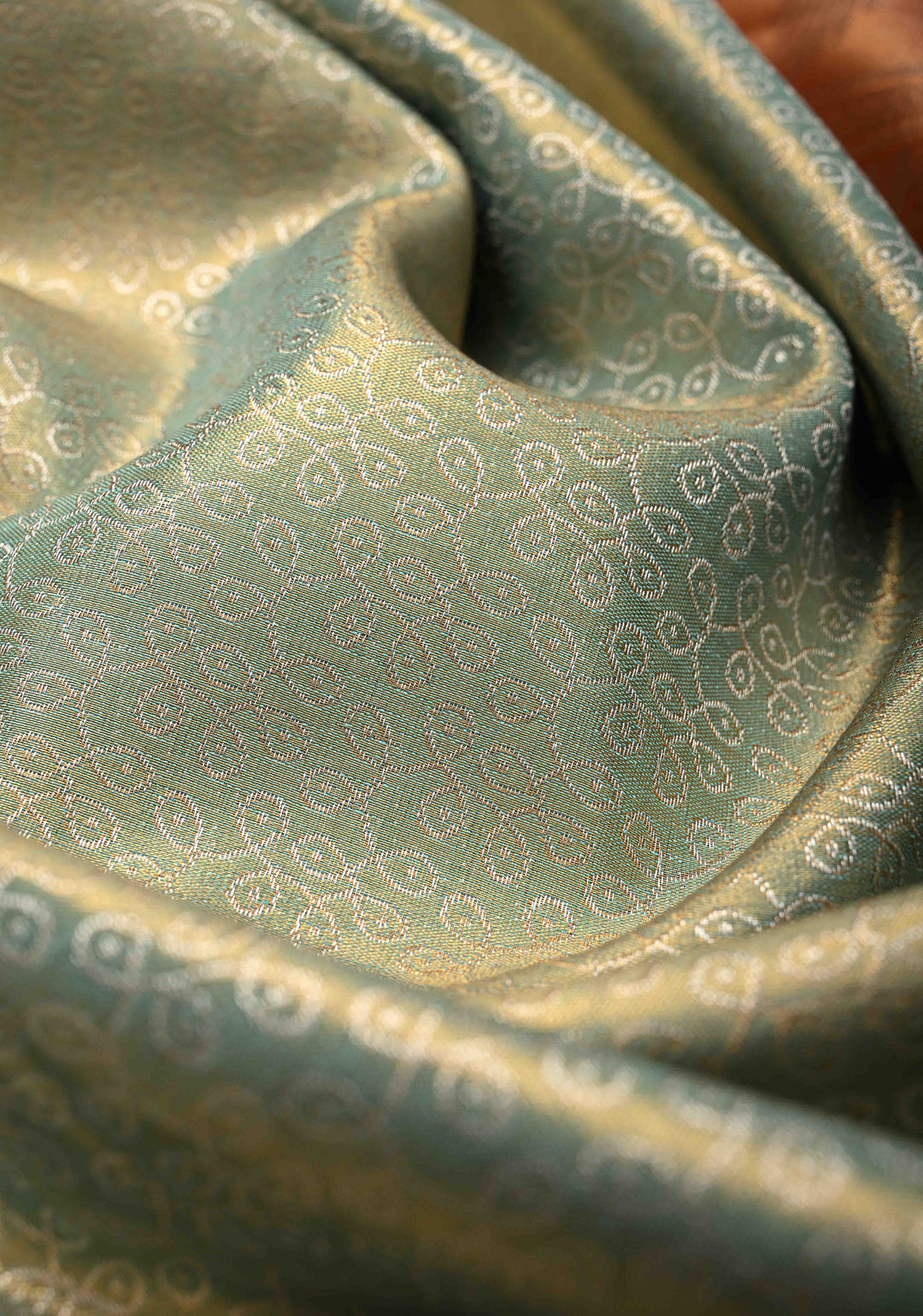 Mint Green Rangoli Brocade Kanjivaram Tissue Semi Silk Saree with Meenakari Zari Border