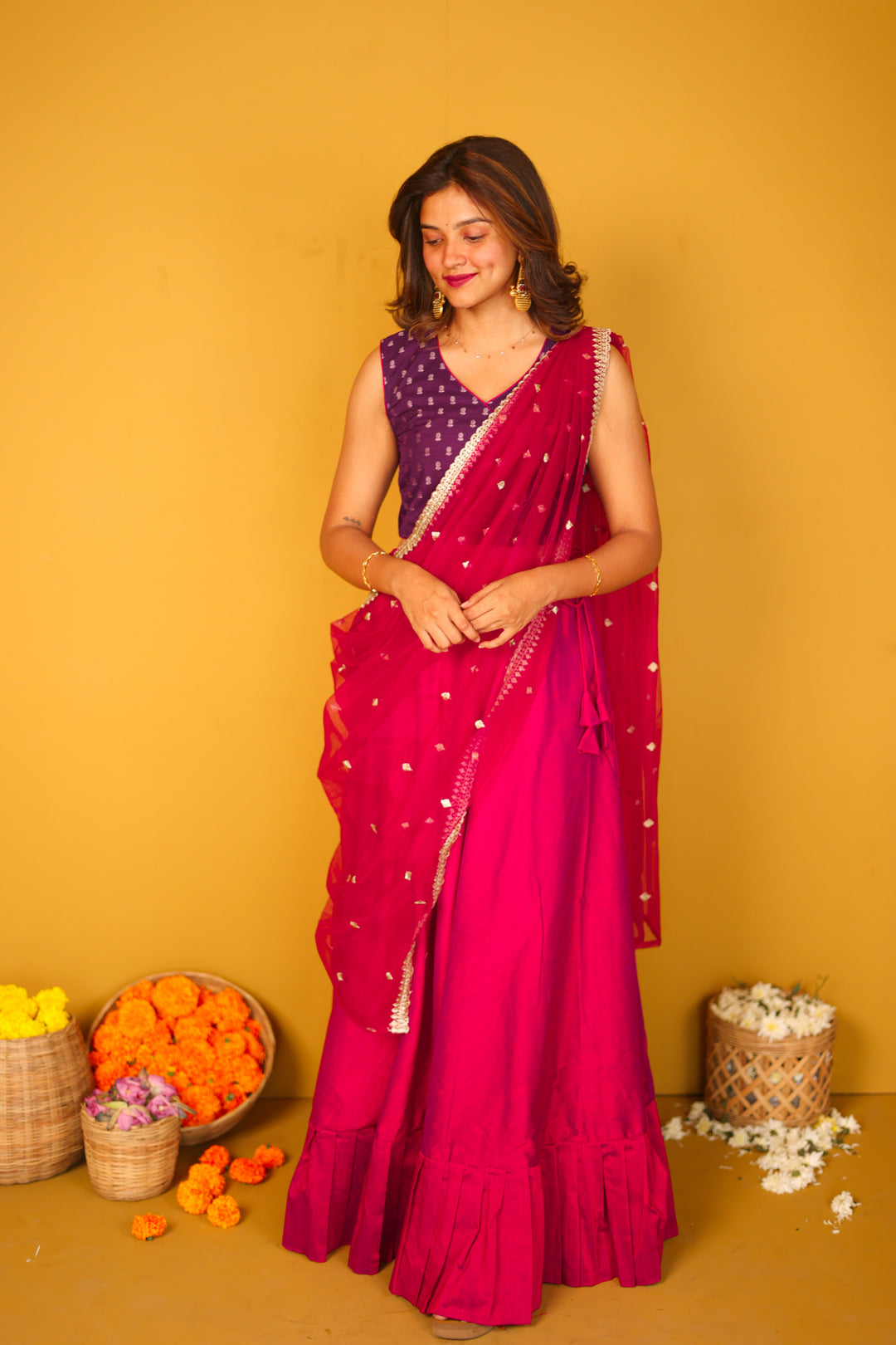 Vandana Violet & Magenta 3 Piece Set | Made To Order