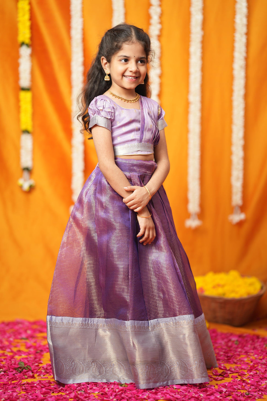 Disha Lavender Kids Lehenga Set Mini | Made To Order