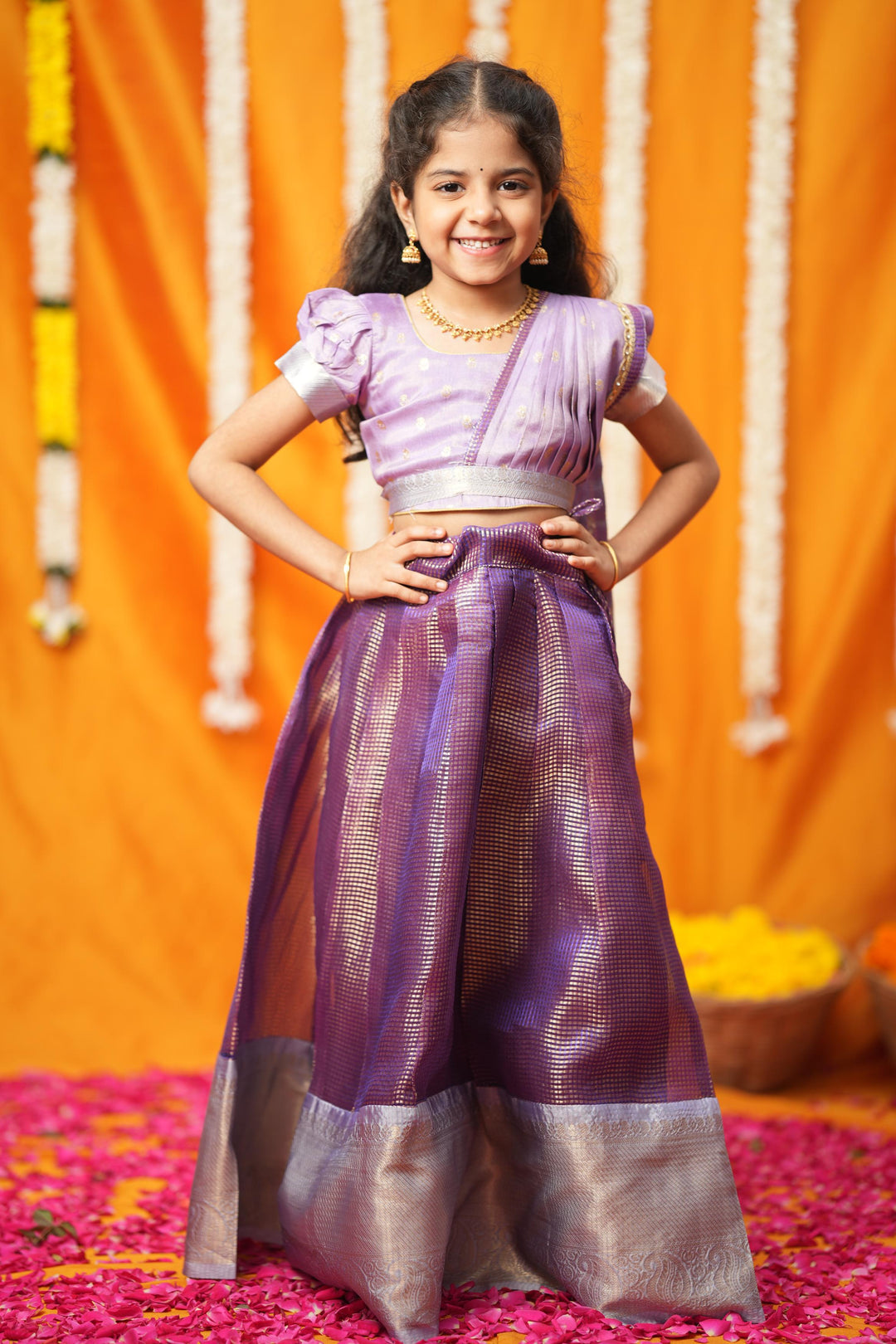 Disha Lavender Kids Lehenga Set Mini | Made To Order