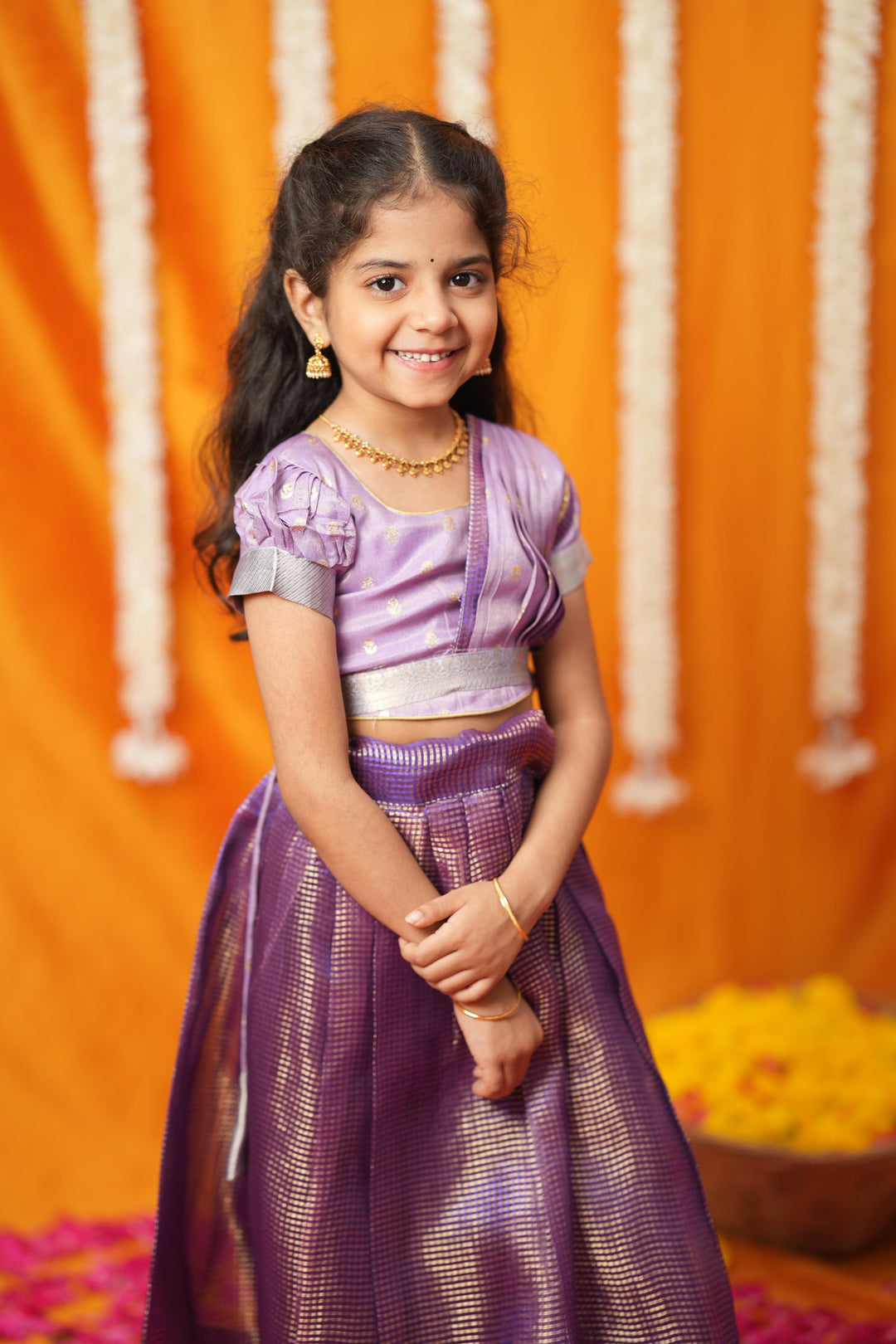 Disha Lavender Kids Lehenga Set Mini | Made To Order