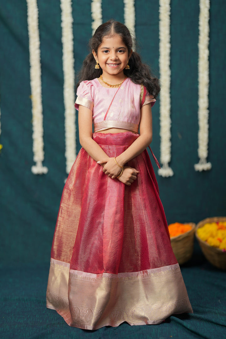 Disha Pink & Red Kids Lehenga Set Mini | Made To Order