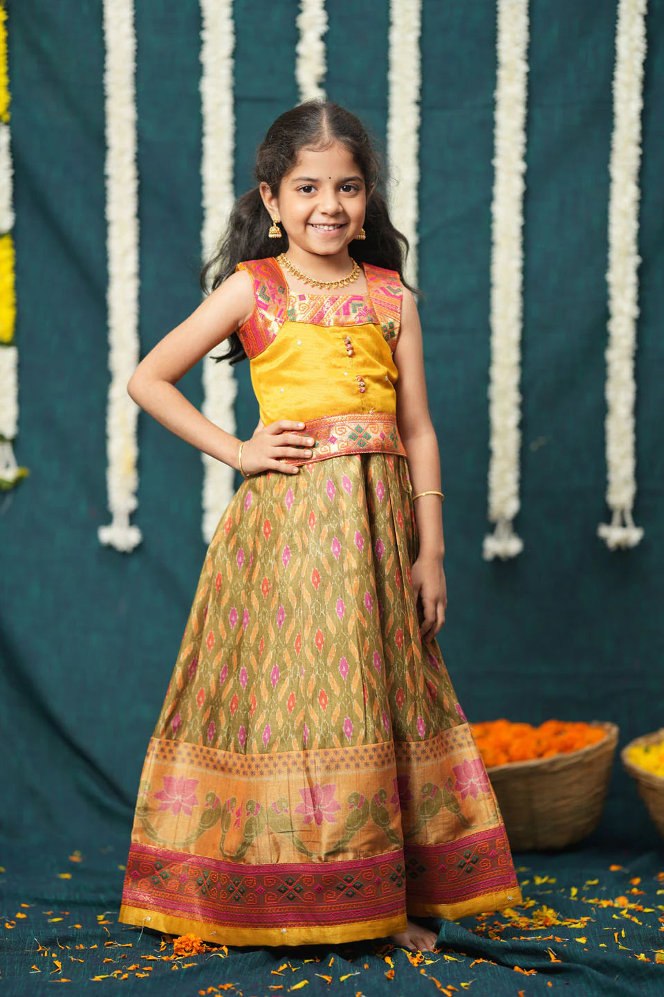Cynthia Mustard Yellow Lehenga Mini | Made To Order