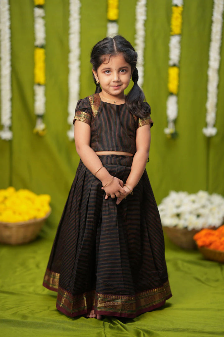 Abiradhi Black Handloom Top & Skirt Mini | Made To Order