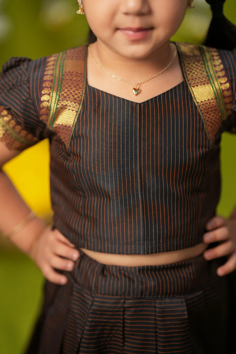 Abiradhi Black Handloom Top & Skirt Mini | Made To Order