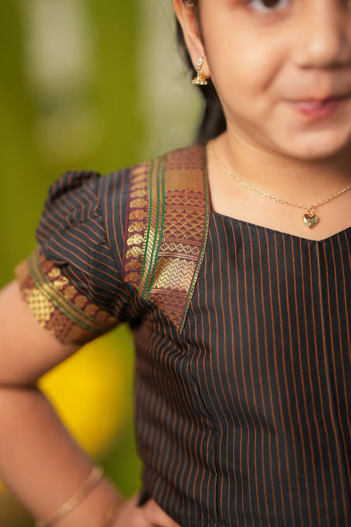 Abiradhi Black Handloom Top & Skirt Mini | Made To Order