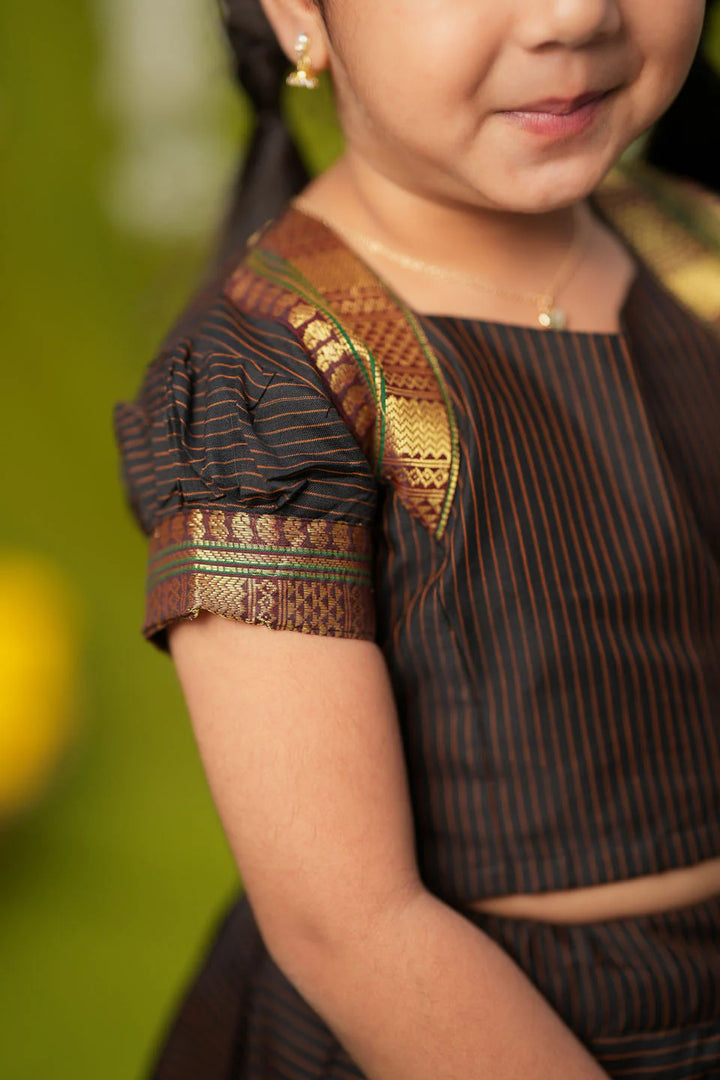 Abiradhi Black Handloom Top & Skirt Mini | Made To Order