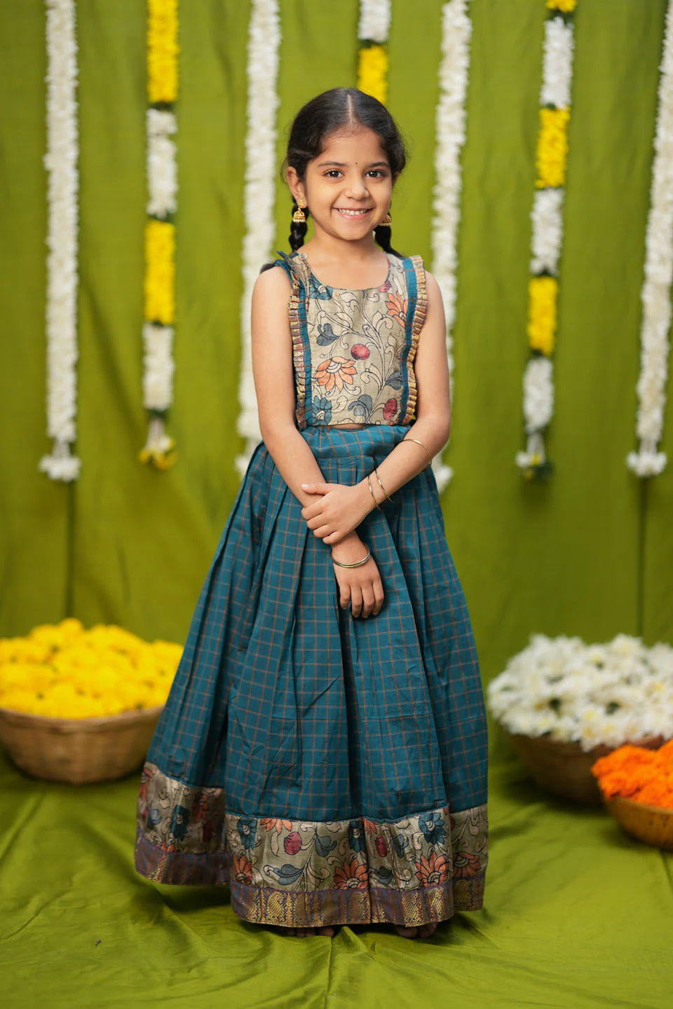 Akshara Teal Blue Lehenga Mini | Made To Order