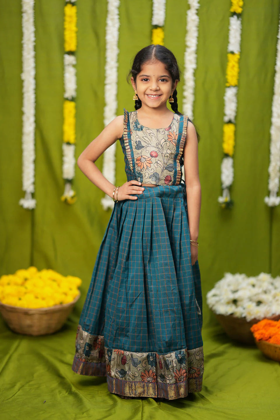 Akshara Teal Blue Lehenga Mini | Made To Order