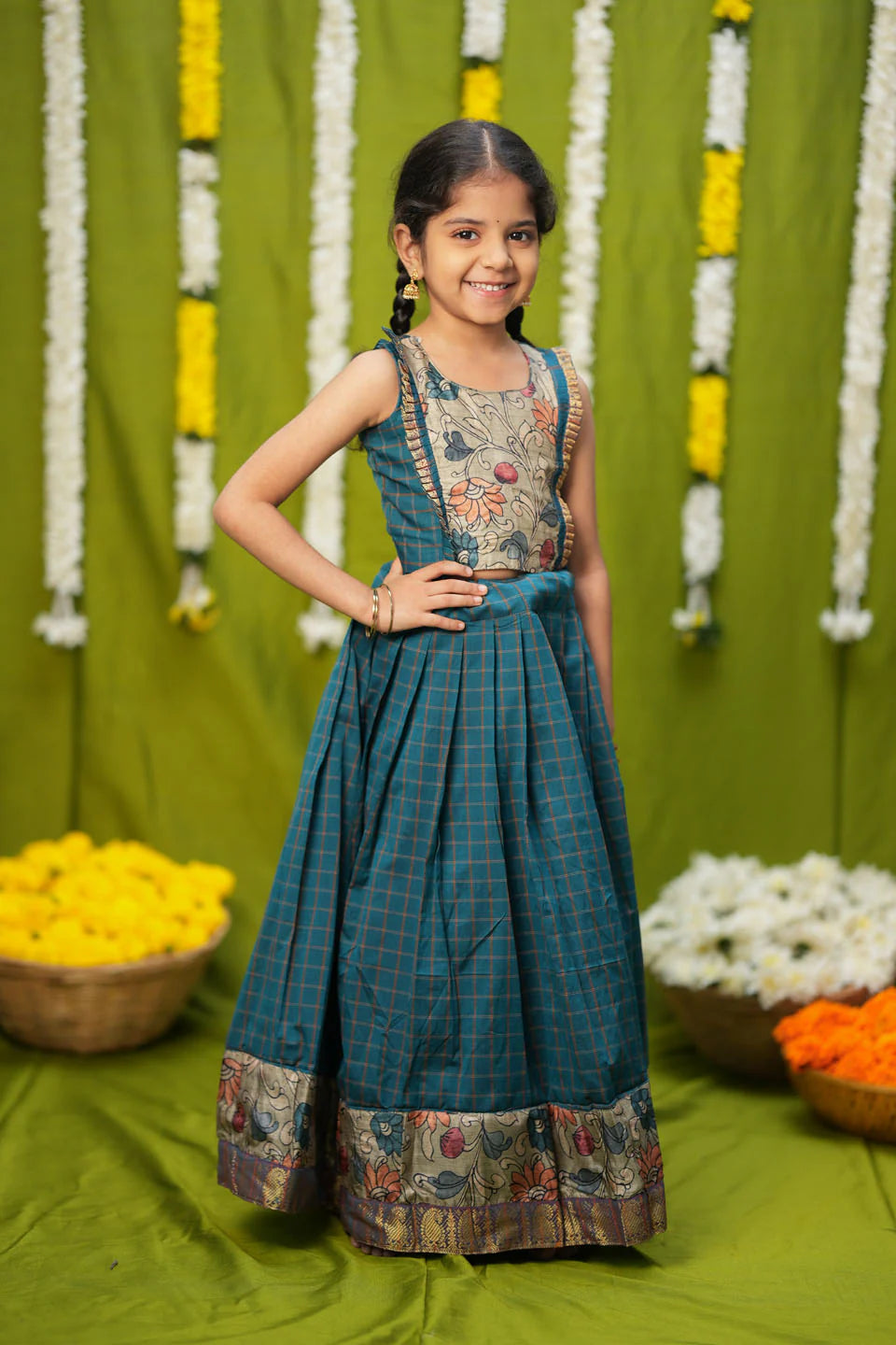 Akshara Teal Blue Lehenga Mini | Made To Order
