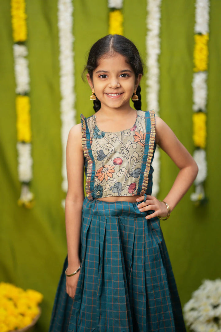 Akshara Teal Blue Lehenga Mini | Made To Order