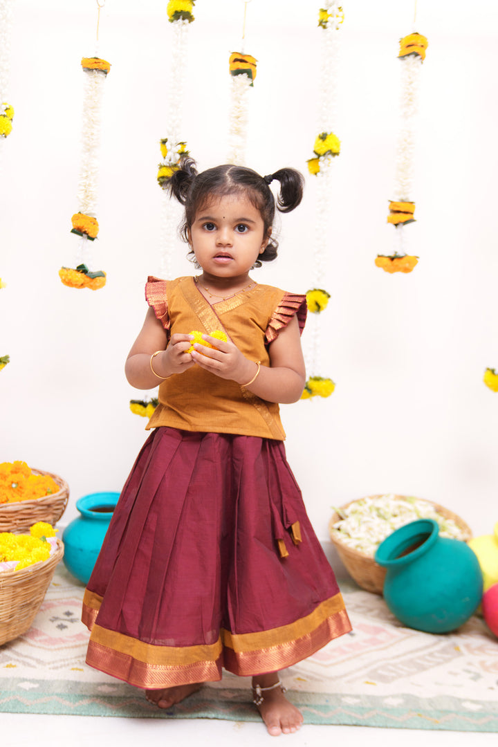 Shanmathi Maroon & Mustard Mini | Made To Order