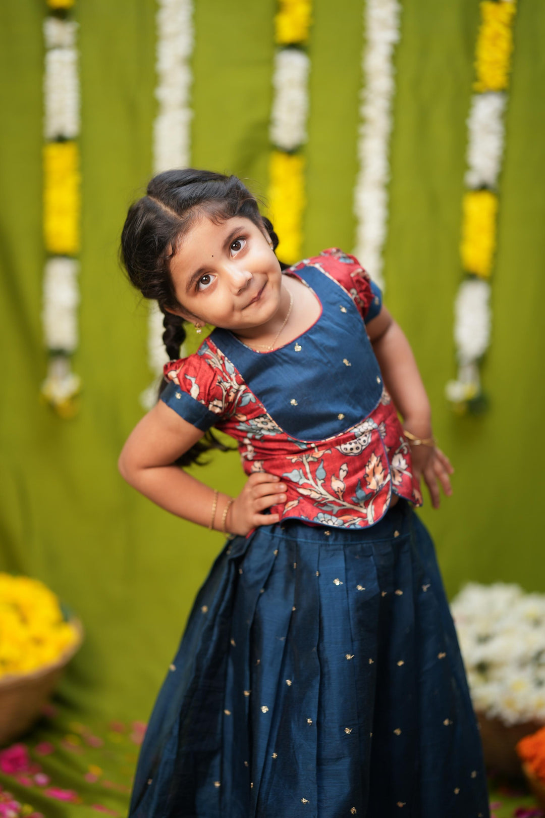 Darshini Teal Peplum Top & Skirt Mini | Made To Order