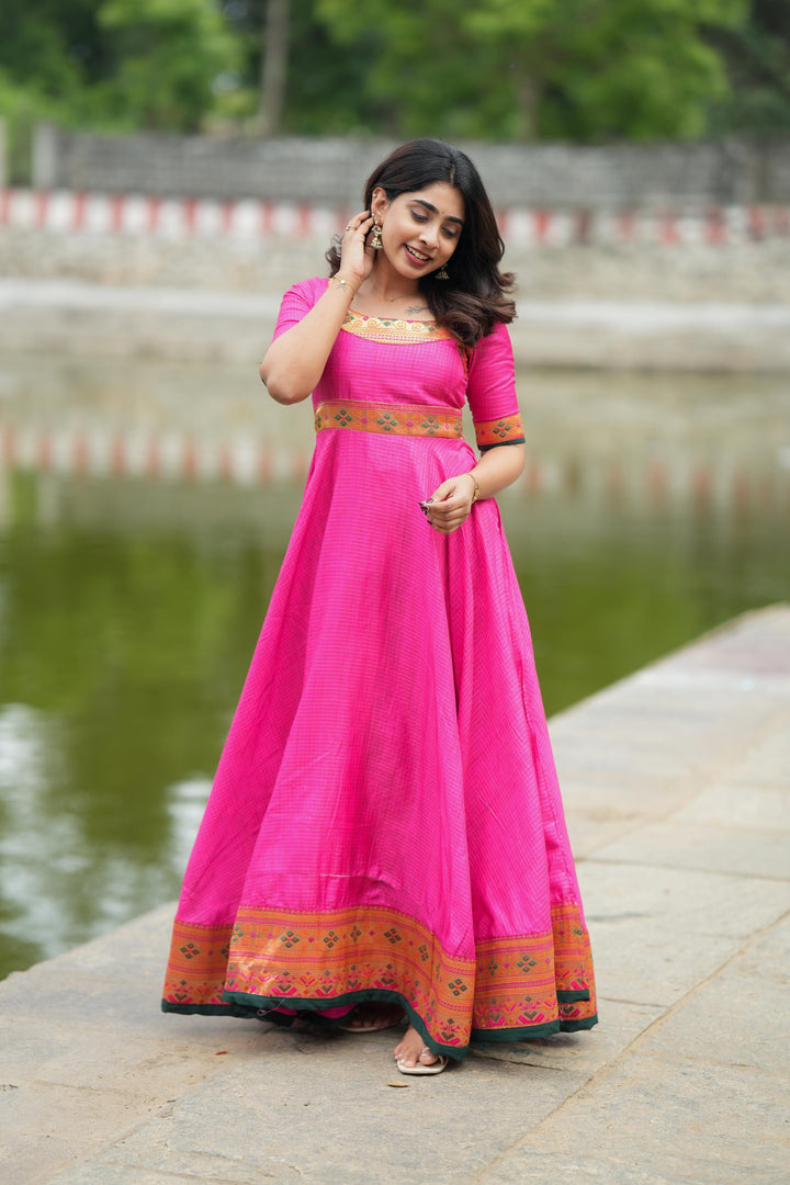 Vaishali Pink maxi Dress | Made To Order