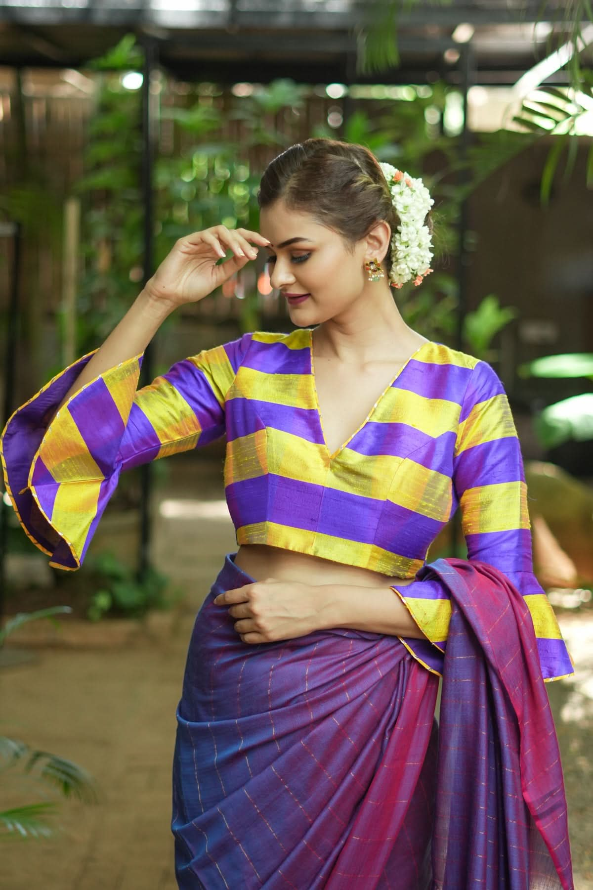 Purple and yellow blouse on sale