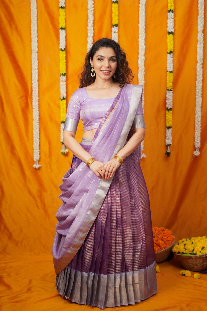 Disha Lavender Handwoven Lehenga Set | Made To Order