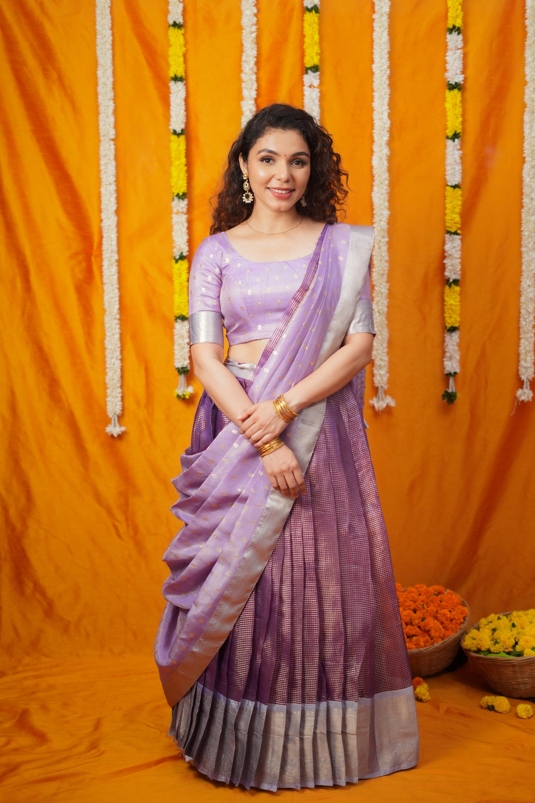 Disha Lavender Handwoven Lehenga Set | Made To Order