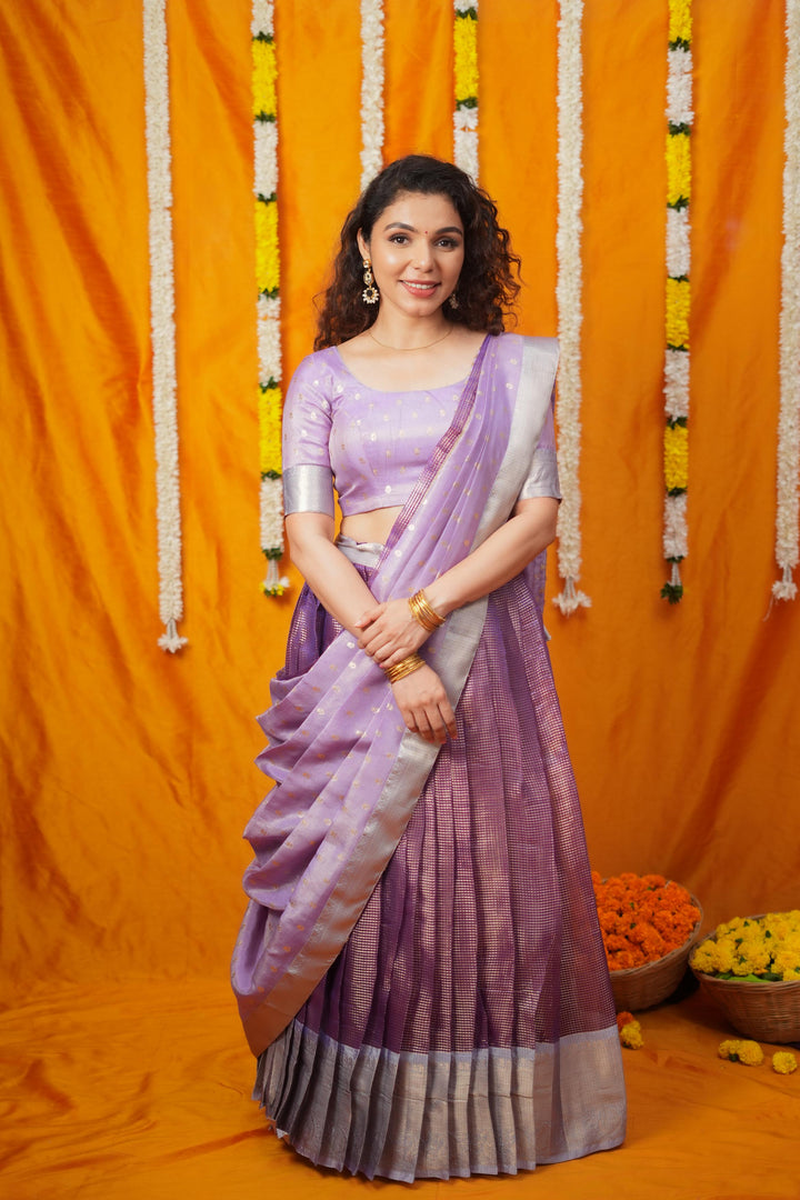 Disha Lavender Handwoven Lehenga Set | Made To Order