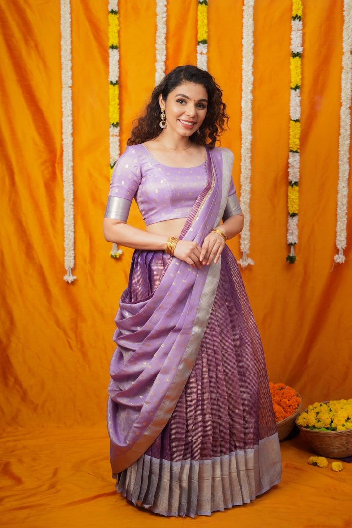 Disha Lavender Handwoven Lehenga Set | Made To Order
