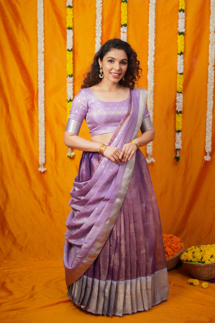 Disha Lavender Handwoven Lehenga Set | Made To Order