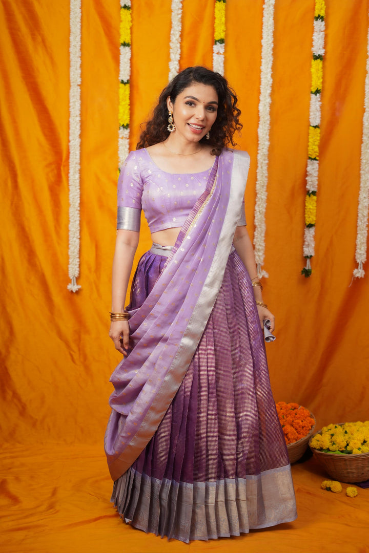 Disha Lavender Handwoven Lehenga Set | Made To Order