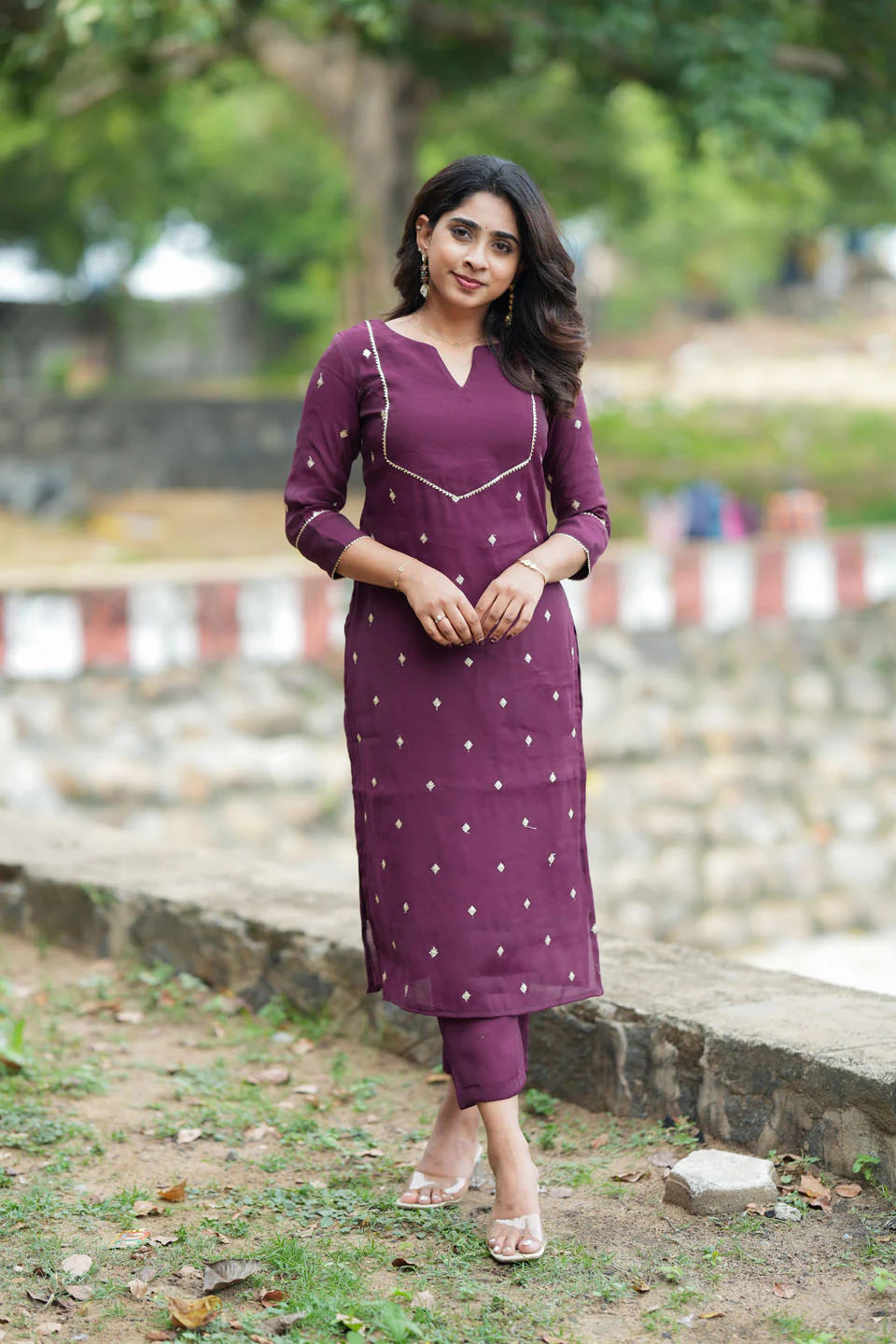 Meera Wine Kurti Set (Set of 2) | Made To Order