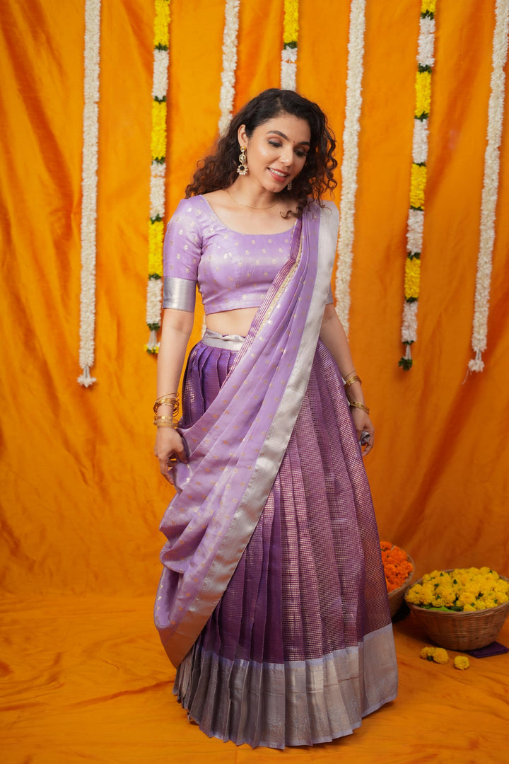 Disha Lavender Handwoven Lehenga Set | Made To Order